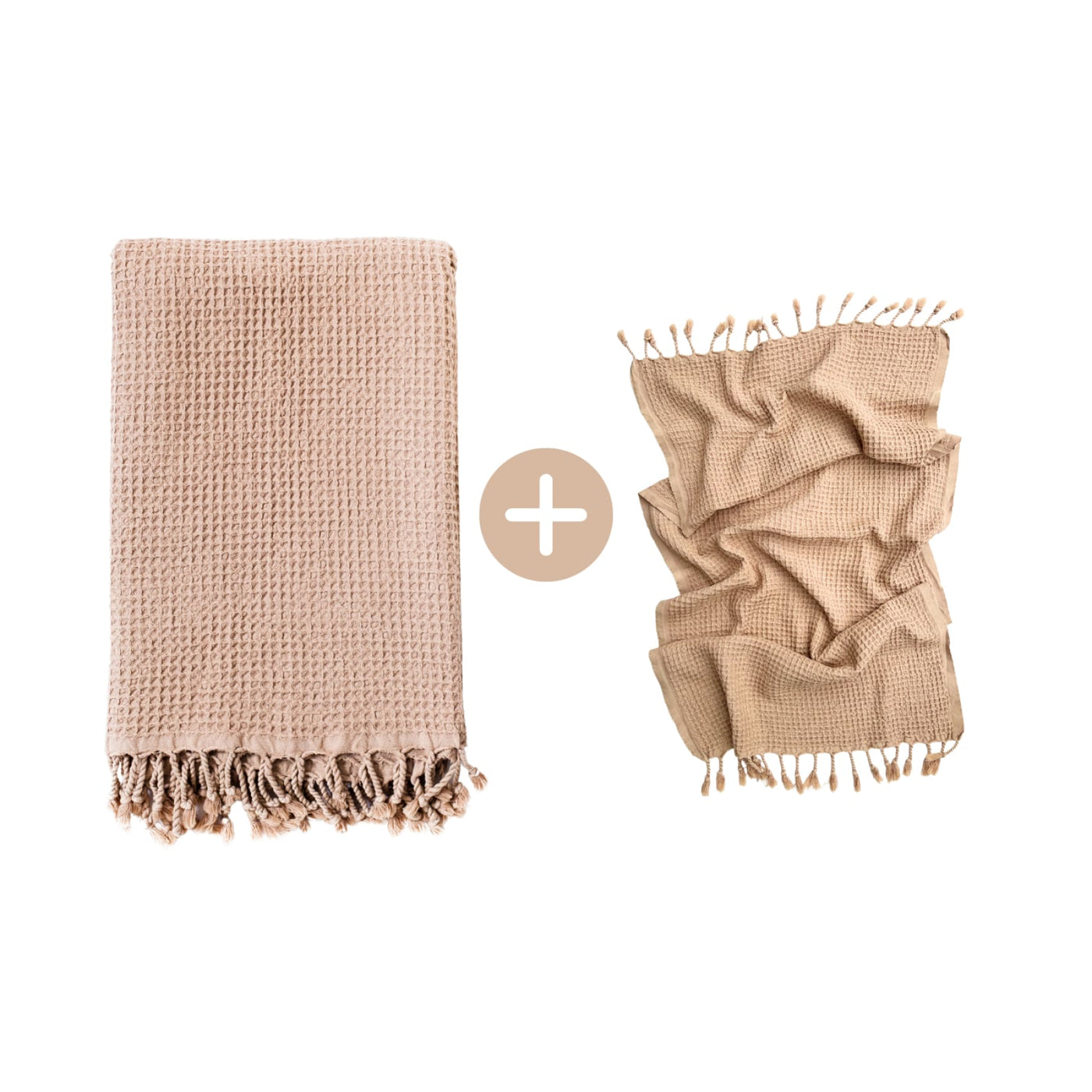Rulo Bath Set - Cotton Peshtemal & Hand/Hair Towel - Save £10 - Blush