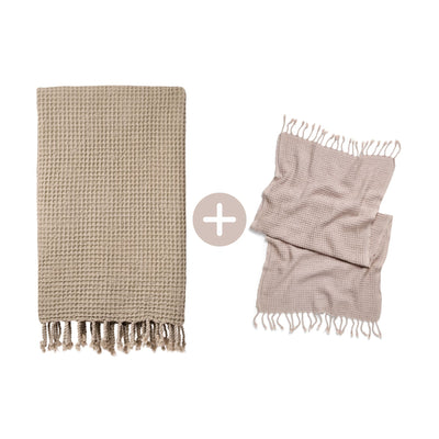 Rulo Bath Set - Cotton Peshtemal & Hand/Hair Towel - Save £10 - Lichen