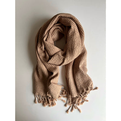 Rulo - Cotton Waffle Scarf- Olive - Blush