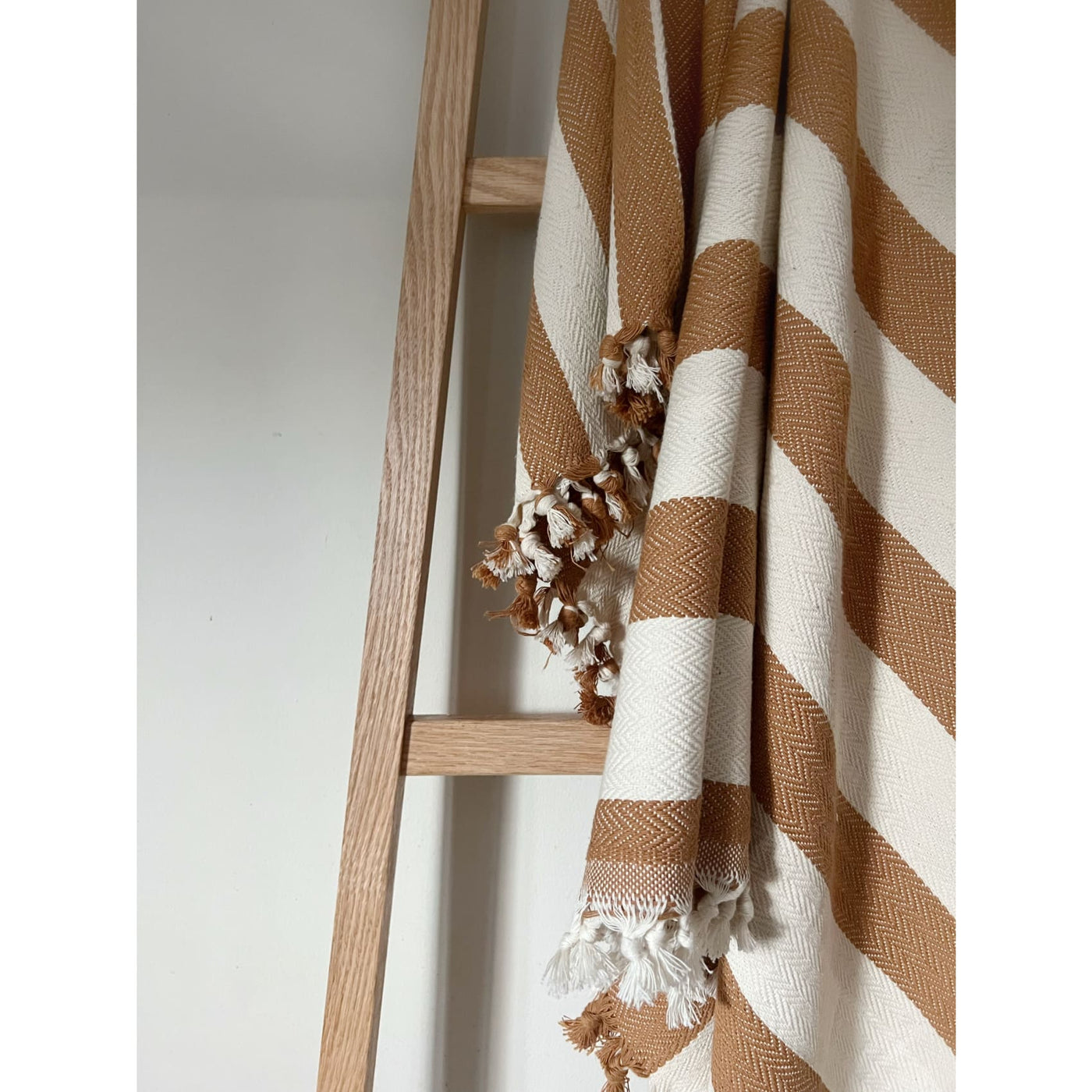 Tan Stripe Cotton Throw