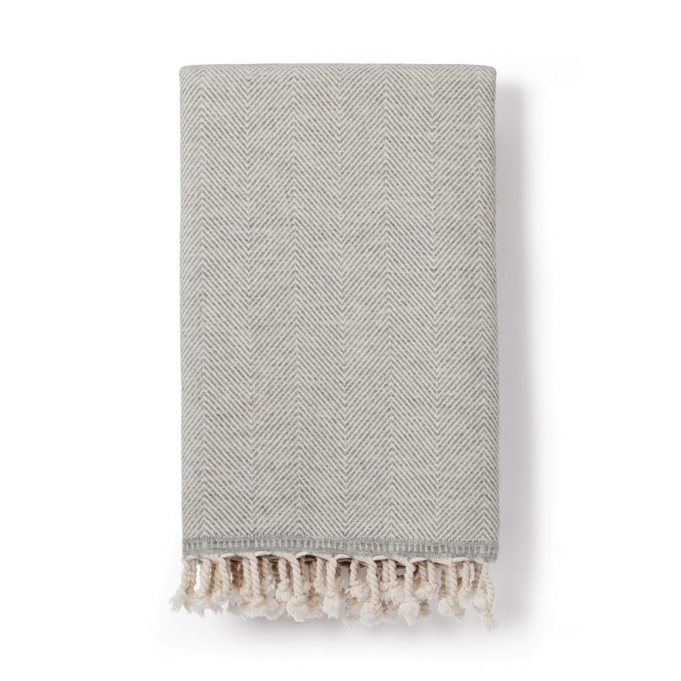 Sema Herringbone Cotton & Wool Blend Blanket Dove Grey - Blanket
